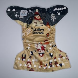 👣4/$40👣 OS Pocket Cloth Diaper, Snowman "Merry Christmas"